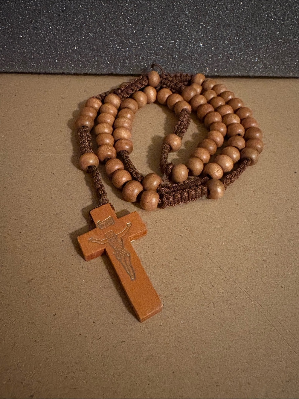 Wooden Rosary Necklace with Crucifix